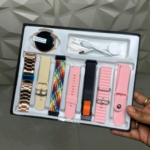 Active 2 Smartwatch – 7-in-1 Strap Combo with Wireless Charger | HD Display, Dual Bluetooth Calling, Fitness Tracker & Health Monitor - Pink