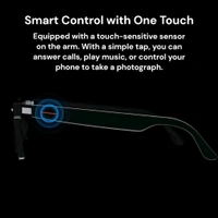 Smart Audio Glasses with Bluetooth | 8H Playtime | Touch Control | Built-in Mic | Black Frame + Premium Box Set