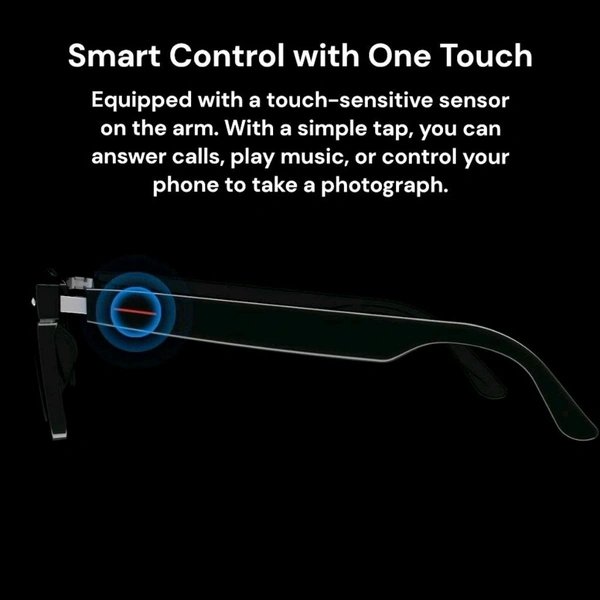 Smart Audio Glasses with Bluetooth | 8H Playtime | Touch Control | Built-in Mic | Black Frame + Premium Box Set