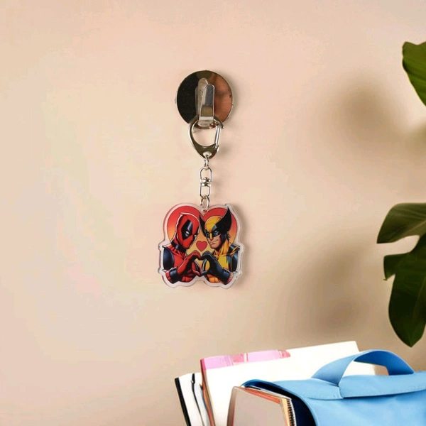Acrylic Cartoon Character Keychain with Metal Clip – Funky Design for Backpack, Key Ring & Gifting Use