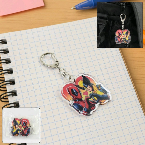 Acrylic Cartoon Character Keychain with Metal Clip – Funky Design for Backpack, Key Ring & Gifting Use