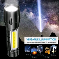 Rechargeable COB LED Flashlight with Side Light & Waterproof Design