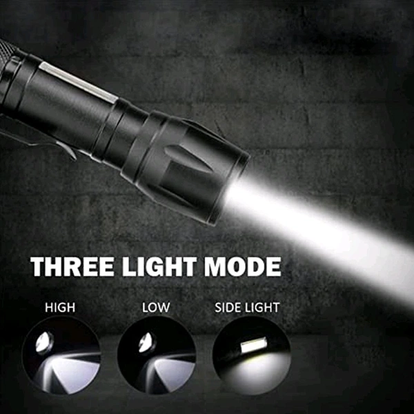Rechargeable COB LED Flashlight with Side Light & Waterproof Design