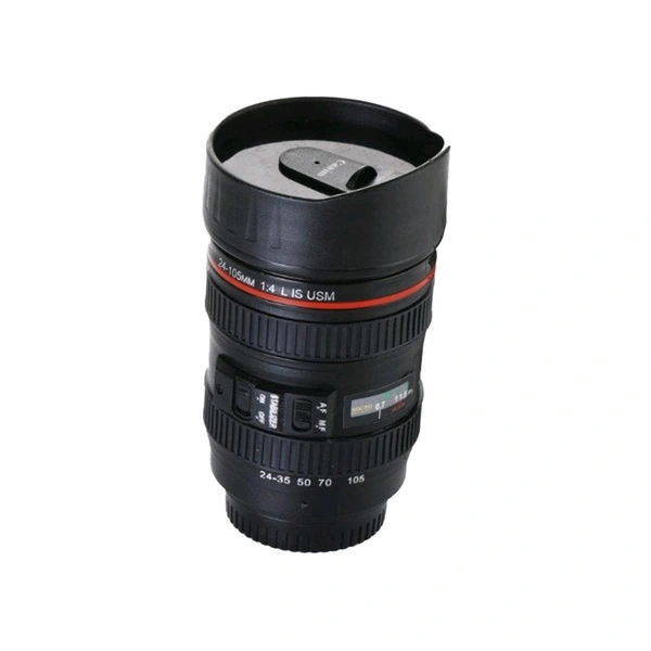 Camera Lens Plastic Coffee Mug with Lid camera cup, 350ml