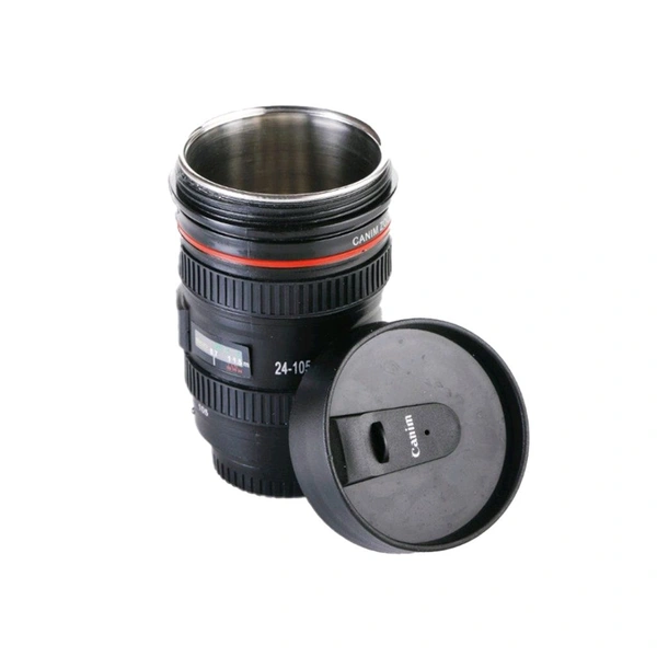 Camera Lens Plastic Coffee Mug with Lid camera cup, 350ml