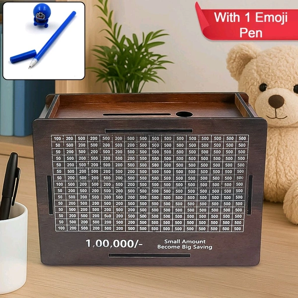 Wooden Money/Piggy Bank, Money Box, Coin Box with Carved Design for Kids/Children, Savings Challenge Box, Cash Vault Wooden Savings Box