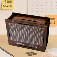 Wooden Money/Piggy Bank, Money Box, Coin Box with Carved Design for Kids/Children, Savings Challenge Box, Cash Vault Wooden Savings Box