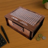 Wooden Money/Piggy Bank, Money Box, Coin Box with Carved Design for Kids/Children, Savings Challenge Box, Cash Vault Wooden Savings Box