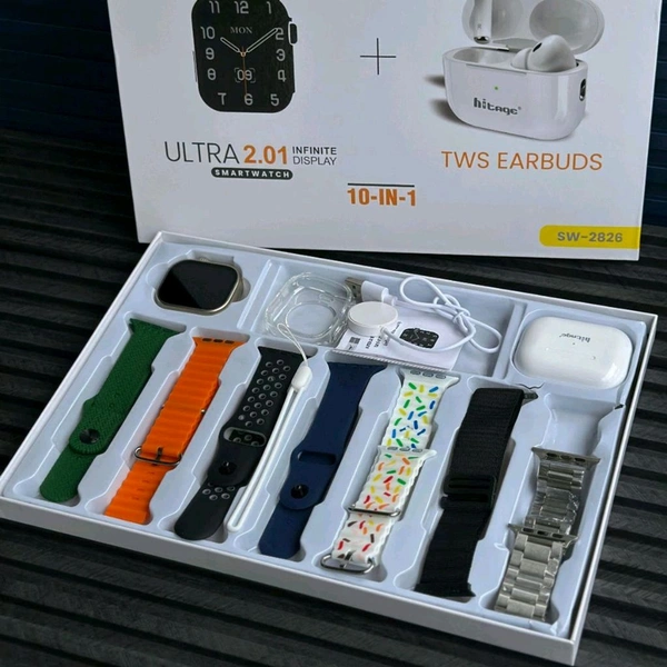 Hitage SW-2826 Ultra Smartwatch Combo (49mm, 2.01") – 7 Straps, Watch Protector, Fast Charger, Bluetooth Calling & Fitness Tracker