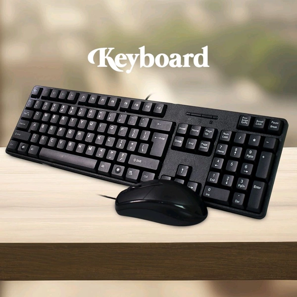 USB Keyboard 107 Keys & Mouse Set, Ergonomic Portable Keyboard & Mouse for Home Office, Plug and Play 