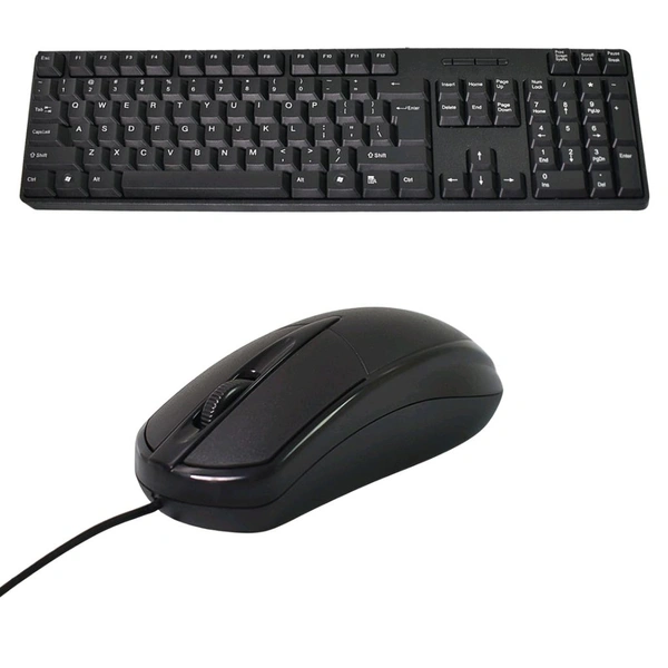 USB Keyboard 107 Keys & Mouse Set, Ergonomic Portable Keyboard & Mouse for Home Office, Plug and Play 