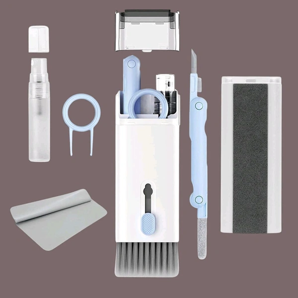7 in 1 Electronic Cleaner kit, Cleaning Kit for Monitor Keyboard AirPods, Screen Dust Brush Including Soft Sweep, Swipe, AirPods Cleaner Pen, Key Puller and Spray Bottle