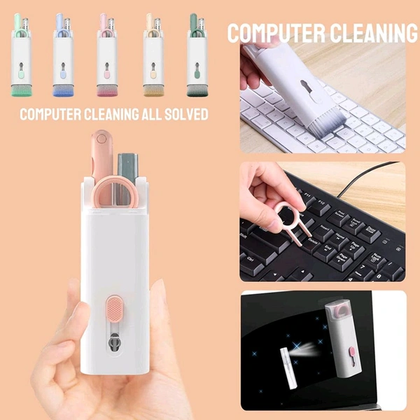 7 in 1 Electronic Cleaner kit, Cleaning Kit for Monitor Keyboard AirPods, Screen Dust Brush Including Soft Sweep, Swipe, AirPods Cleaner Pen, Key Puller and Spray Bottle