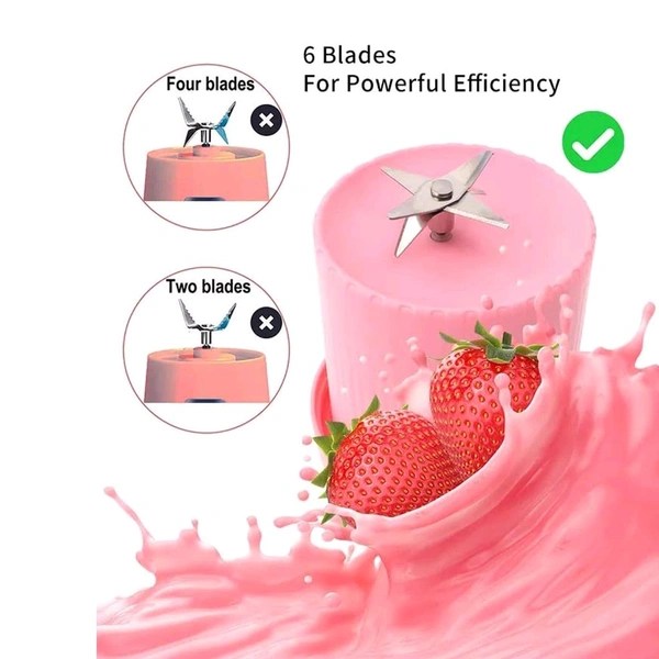 Blender Portable Juicer for Smoothie, Juice, Vegetable Shakes with 4 Blades Wireless Charging Mini Personal Size Mixer Bottle Grinder, 400 Ml Multicolor