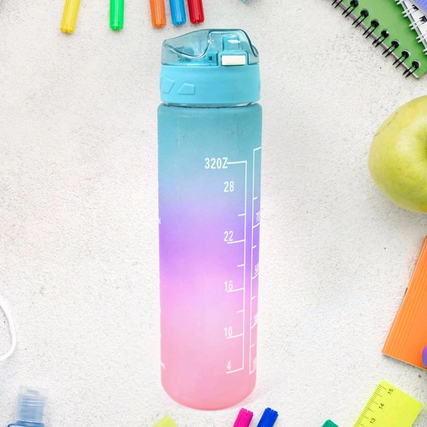 Colorful Motivational Water Bottle with Straw & Time Marker, BPA-Free Tritan Portable Gym Water Bottle, Leakproof Reusable, Special Design for Your Sports Activity, Hiking, Camping (900 ML)
