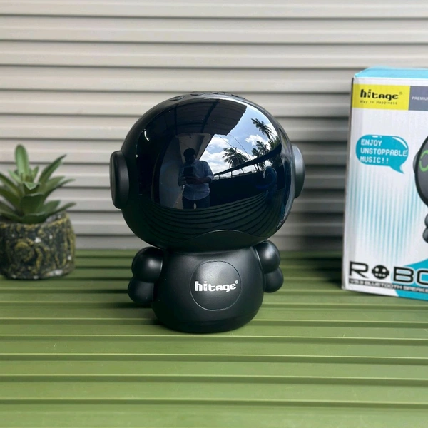 Hitage Robo 8W Bluetooth Speaker with RGB Lights, TWS, FM & USB Support - Black