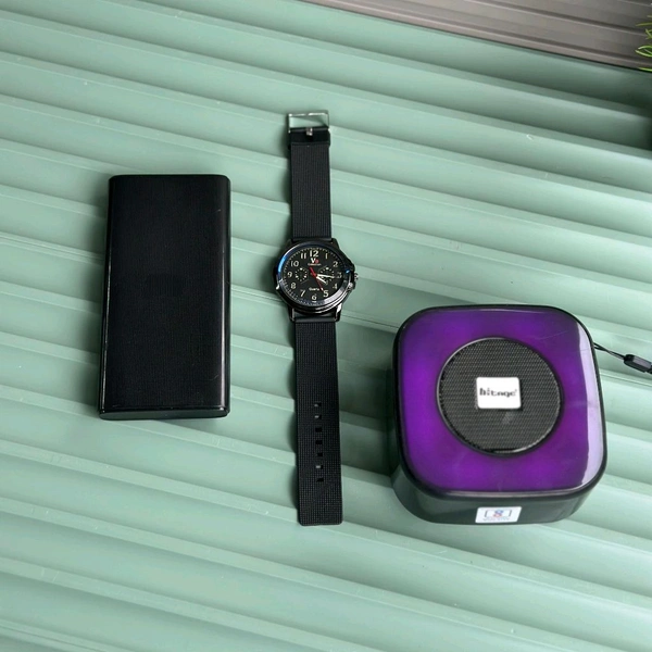 Most Awaited Combo, Hitage Bluetooth Speaker, Cross Portable Power Bank And Analog Quartz Watch