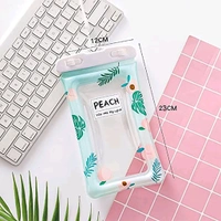 Waterproof Peach Transparent Mobile Pouch with Neck Strap – Touchscreen Dry Bag Cover for Smartphones - Pack Of 1