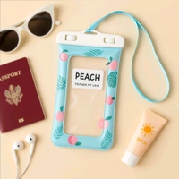 Waterproof Peach Transparent Mobile Pouch with Neck Strap – Touchscreen Dry Bag Cover for Smartphones - Pack Of 2