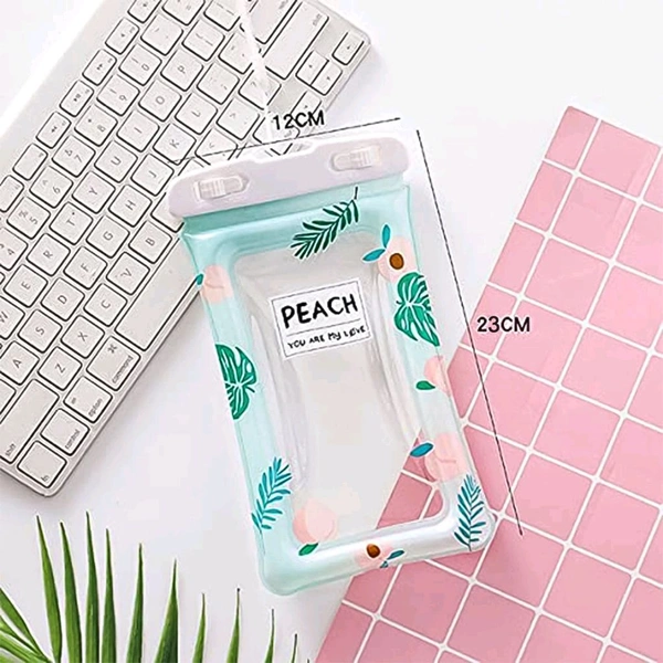 Waterproof Peach Transparent Mobile Pouch with Neck Strap – Touchscreen Dry Bag Cover for Smartphones - Pack Of 2