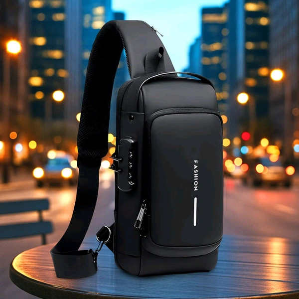 Trendy Anti-Theft Crossbody Sling Bag with USB Charging Port, Combination Lock, and Adjustable Strap for Men and Women – Stylish Multipurpose Shoulder Chest Backpack