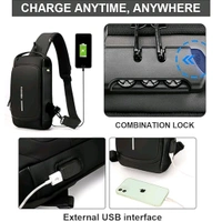 Trendy Anti-Theft Crossbody Sling Bag with USB Charging Port, Combination Lock, and Adjustable Strap for Men and Women – Stylish Multipurpose Shoulder Chest Backpack