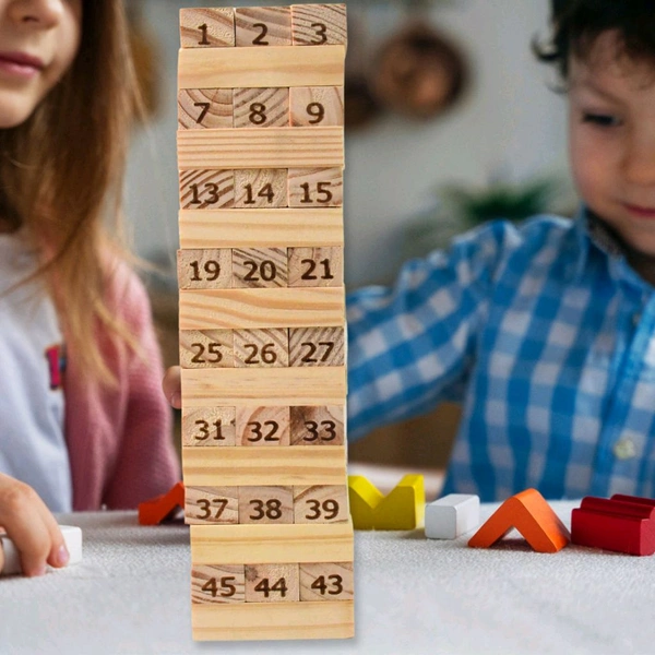 Large Tumbling Timber Toy for Adults Tumble Tower Blocks Wood Stacking Game for Boys Girls Kids Family, Life Size Yard Tower Game, Wooden Tumbling Stacking Tower Game, Zenga tower (48 Pcs Blocks 2 Dices)