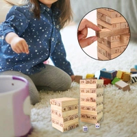 Large Tumbling Timber Toy for Adults Tumble Tower Blocks Wood Stacking Game for Boys Girls Kids Family, Life Size Yard Tower Game, Wooden Tumbling Stacking Tower Game, Zenga tower (48 Pcs Blocks 2 Dices)