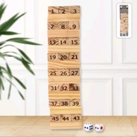 Large Tumbling Timber Toy for Adults Tumble Tower Blocks Wood Stacking Game for Boys Girls Kids Family, Life Size Yard Tower Game, Wooden Tumbling Stacking Tower Game, Zenga tower (48 Pcs Blocks 2 Dices)