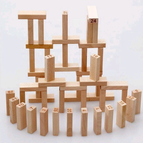 Large Tumbling Timber Toy for Adults Tumble Tower Blocks Wood Stacking Game for Boys Girls Kids Family, Life Size Yard Tower Game, Wooden Tumbling Stacking Tower Game, Zenga tower (48 Pcs Blocks 2 Dices)