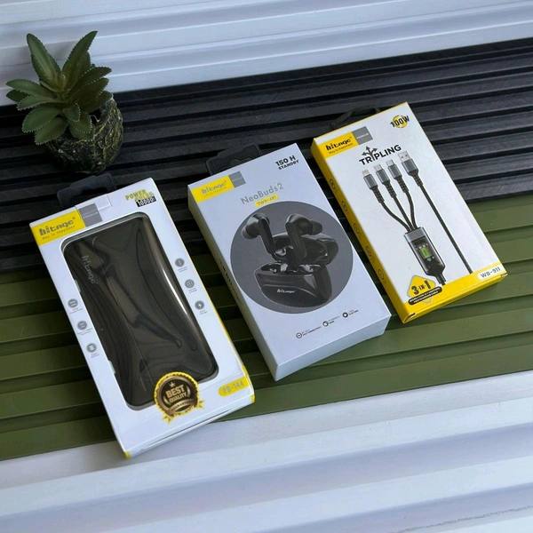 HITAGE Smart Combo Pack – Hitage Powerbank, Hitage NeoBuds S2 And Hitage 3-in-1 Fast Charging Cable - 6 Months Cybzone Warranty