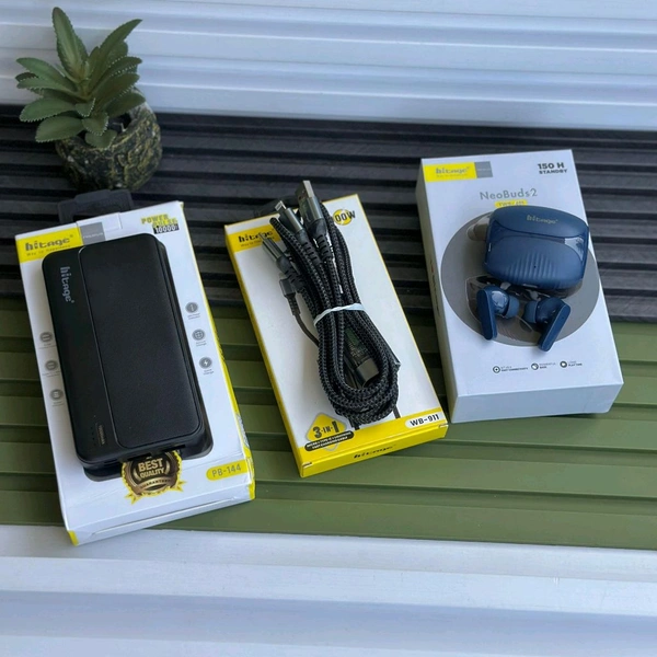 HITAGE Smart Combo Pack – Hitage Powerbank, Hitage NeoBuds S2 And Hitage 3-in-1 Fast Charging Cable - 6 Months Cybzone Warranty