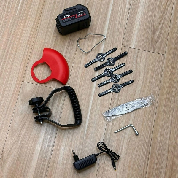 48V Cordless Grass Trimmer & Brush Cutter | 2 Battery Pack | Multi-Blade Electric Grass Cutter