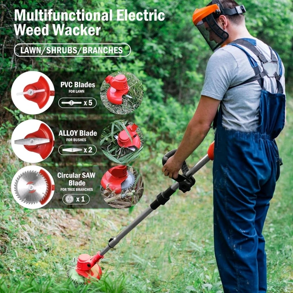 48V Cordless Grass Trimmer & Brush Cutter | 2 Battery Pack | Multi-Blade Electric Grass Cutter