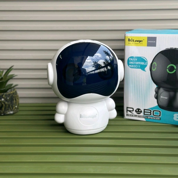 Hitage Robo 8W Bluetooth Speaker with RGB Lights, TWS, FM & USB Support - White