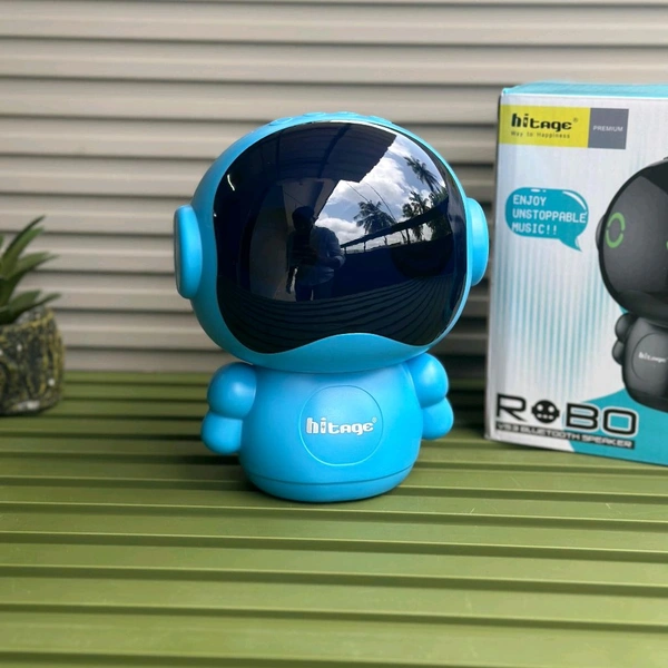 Hitage Robo 8W Bluetooth Speaker with RGB Lights, TWS, FM & USB Support - Blue