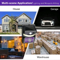 Bug Zapper Outdoor 2 in 1 Solar Mosquito Zapper Lamps Motion Sensor Wall Light Ultraviolet Electric Shock Mosquito Zapper Lamp UV Killer Light Fly Repellent Zapper Trap Light for Doorway Courtyard Backyard Garden (1 Pc)