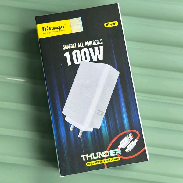 Hitage Thunder 100W Super Fast Charger | Universal Compatibility | QC 3.0 & SuperVOOC Support - 6 Months Cybzone Warranty