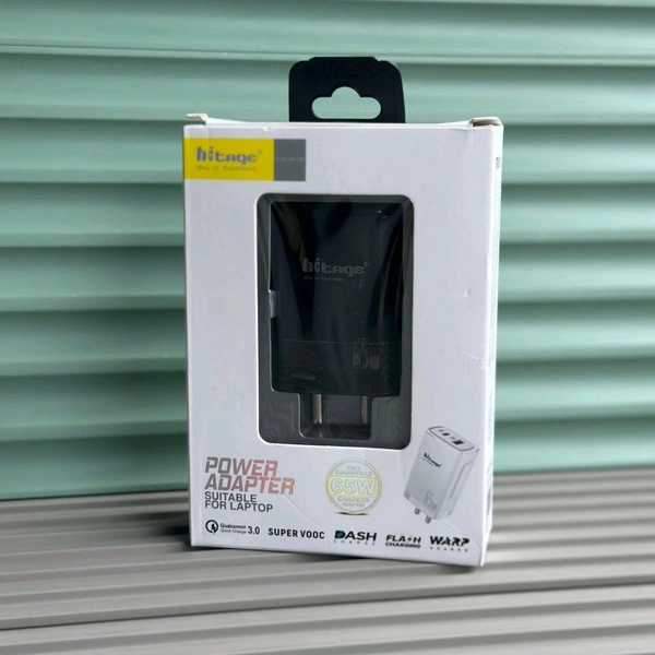 Hitage 65W PD/QC Power Adapter | Dual Port Fast Charger | Laptop & Smartphone Compatible - 6 Months Cybzone Warranty