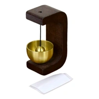 Premium Desktop Japanese-Style Zen Bell for Meditation and Mindfulness – Wooden Stand with Brass Chime Ball (Dark Brown)