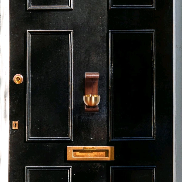 Premium Desktop Japanese-Style Zen Bell for Meditation and Mindfulness – Wooden Stand with Brass Chime Ball (Dark Brown)