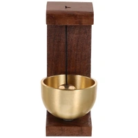 Premium Desktop Japanese-Style Zen Bell for Meditation and Mindfulness – Wooden Stand with Brass Chime Ball (Dark Brown)