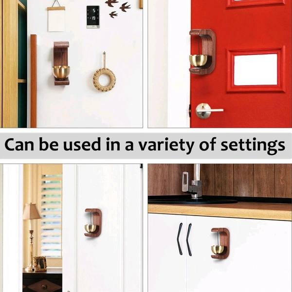 Premium Desktop Japanese-Style Zen Bell for Meditation and Mindfulness – Wooden Stand with Brass Chime Ball (Dark Brown)