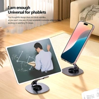 Mobile Stand Foldable & 360° Rotatable Mobile Stand Multiple Height & Angle Adjustments, Stable Metallic Round Base Weight of Any Phone or Tablet
