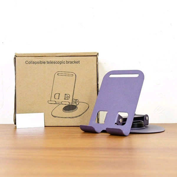 Mobile Stand Foldable & 360° Rotatable Mobile Stand Multiple Height & Angle Adjustments, Stable Metallic Round Base Weight of Any Phone or Tablet