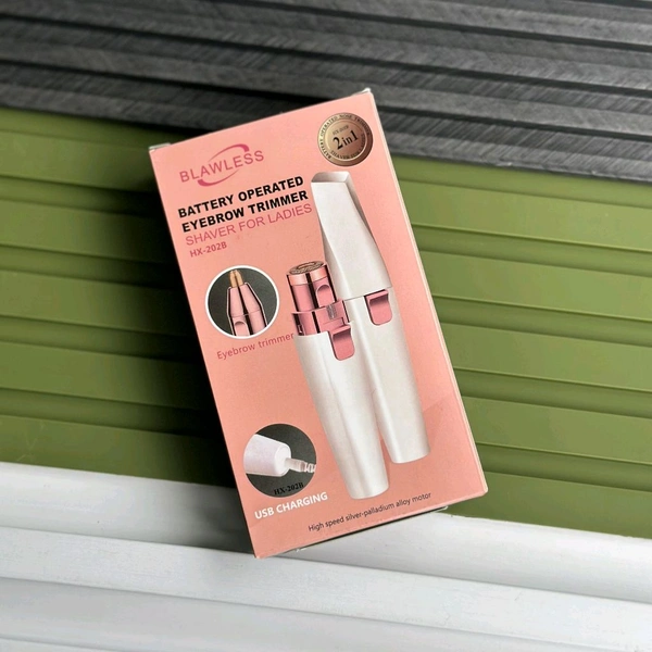 Blawless 2-in-1 Battery Operated Eyebrow & Facial Hair Trimmer | USB Rechargeable Shaver for Ladies (HX-202B)