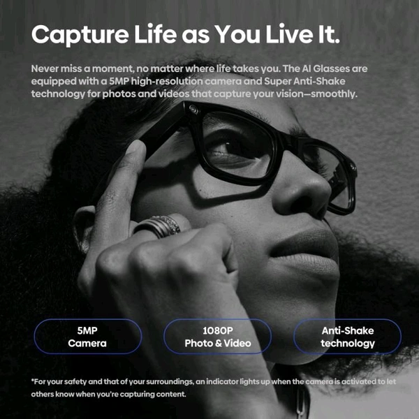 AI Smart Glasses with Music, Calls & Camera | Voice Control, Object Recognition & Real-time Translation