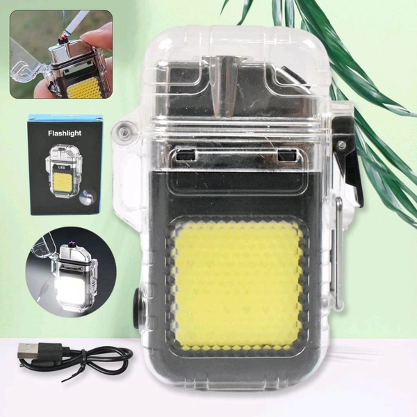 Electric Lighter USB Rechargeable Dual Arc Lighters, Coil lighter with Waterproof Transparent Shell