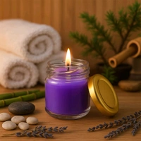 4 Piece Wax Candle Set in Glass Jars with Gold Lids - Decorative Flameless Candles for Home, Spa, and Festive Decor