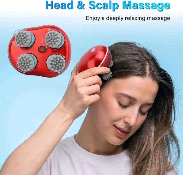 Smart Electric Scalp Massager, Handheld Electric Pet Massager Massage Tool with 4 Massage Heads